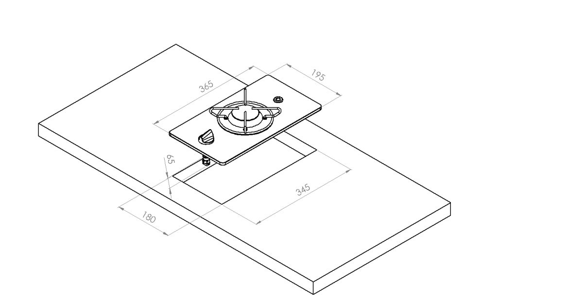 GLASS BUILT-IN HOB UNIT – 1 BURNER 365X195